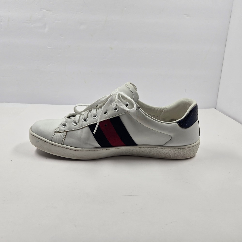 Gucci Ace Sneakers White Web Stripe Red Blue Heel Sz 9.5 Missing Detail - Picture 4 of 11